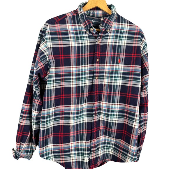 Ralph Lauren Other - Ralph Lauren Mens XL Classic Fit Plaid Button Down Shirt Navy Red Long Sleeve